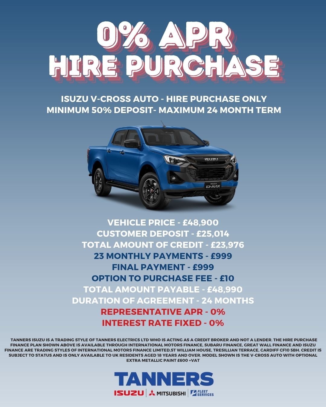 NEW V-CROSS FINANCE OFFERS