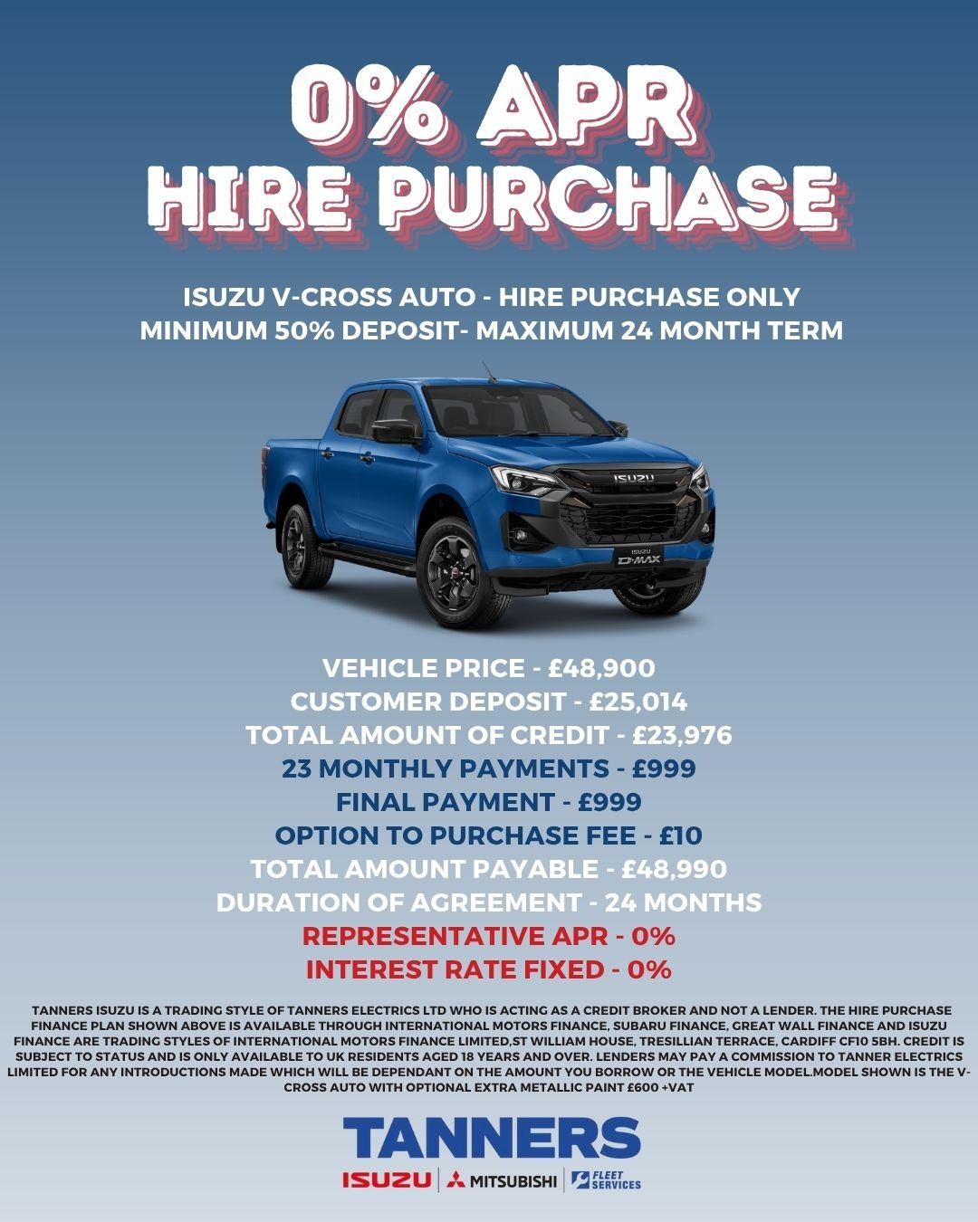 NEW V-CROSS FINANCE OFFERS