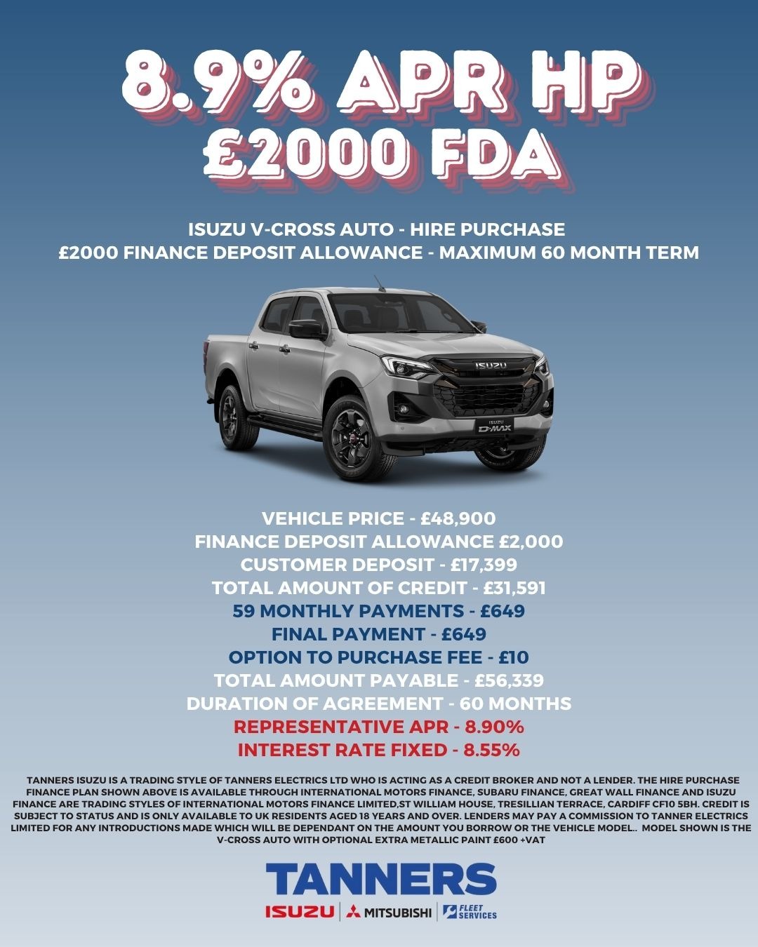 NEW V-CROSS FINANCE OFFERS