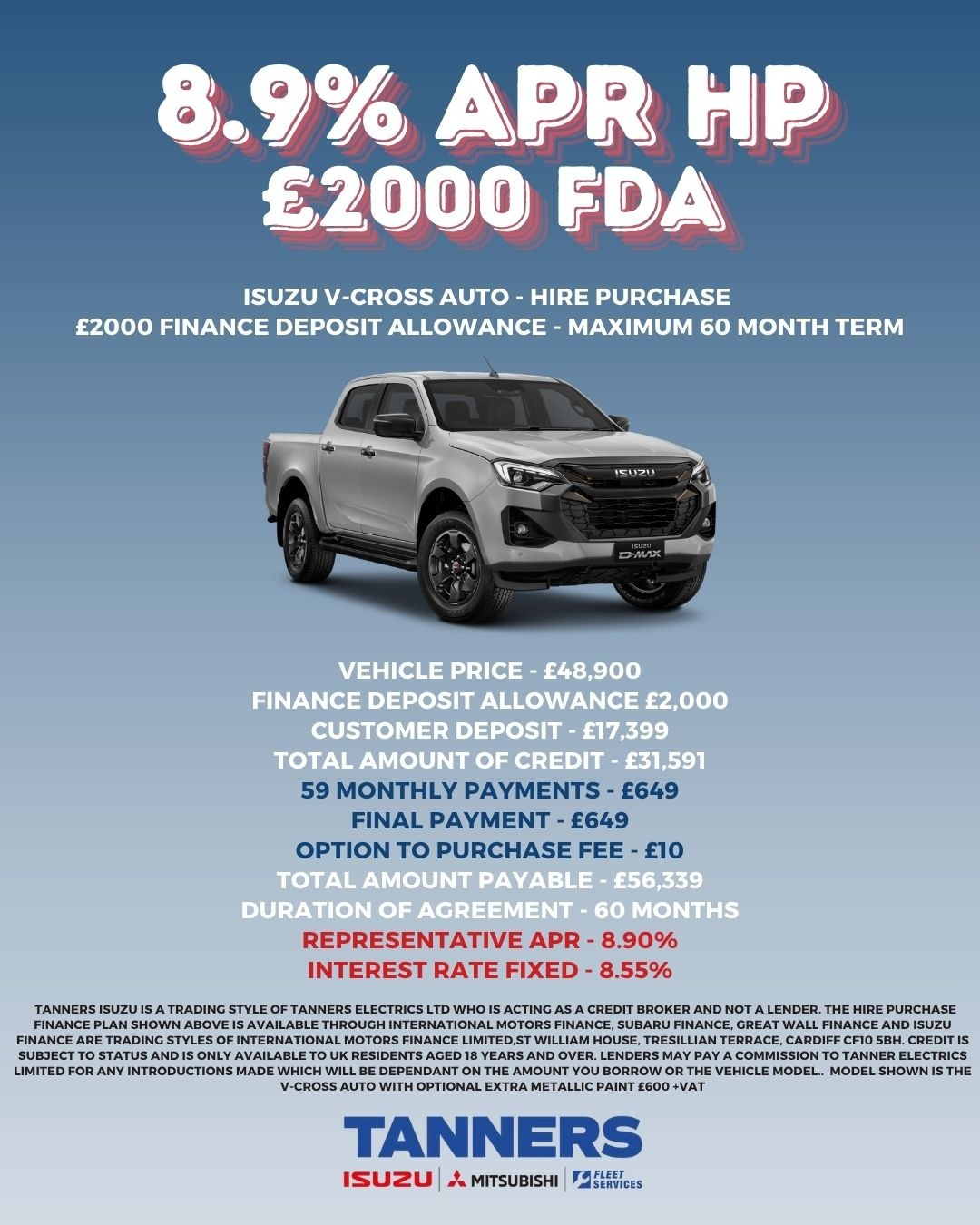 NEW V-CROSS FINANCE OFFERS